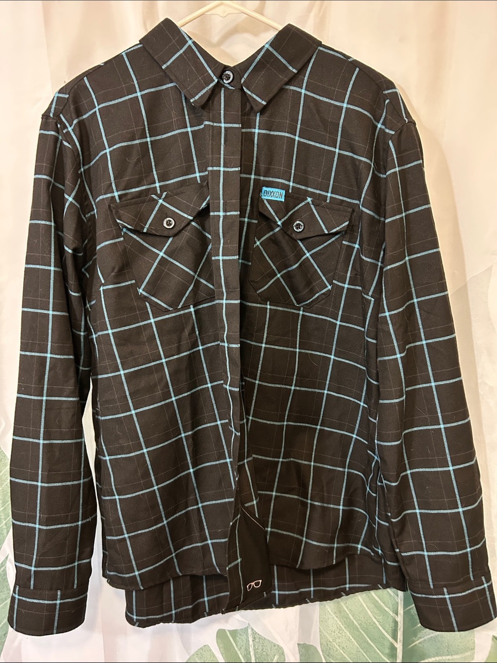 DIXXON “Cyanide” Black Shirt with Light Blue Windowpane Plaid